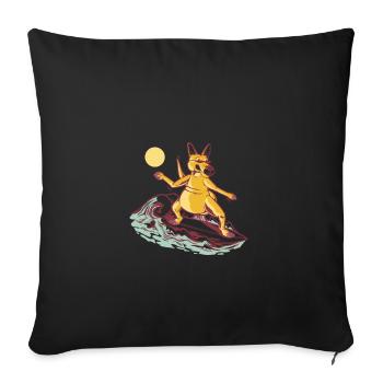 Surfeur Kangourou Australie - Housse de coussin décorative 45 x 45 cm - noir - Devant
