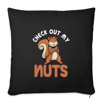 Écureuil - Regarde mes noix - Housse de coussin décorative 45 x 45 cm - noir - Devant