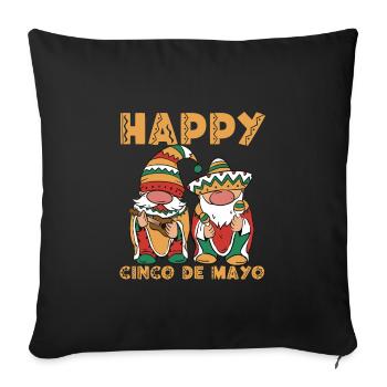 Drôles de nains de mariachi Cinco De Mayo - Housse de coussin décorative 45 x 45 cm - noir - Devant