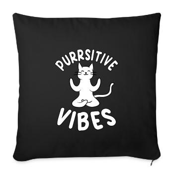Funny Purring Vibes Yoga Cat - Sofa pillowcase 17,3'' x 17,3'' (45 x 45 cm) - black - Front