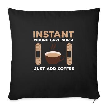 Grand café d’infirmière en soins des plaies - Housse de coussin décorative 45 x 45 cm - noir - Devant