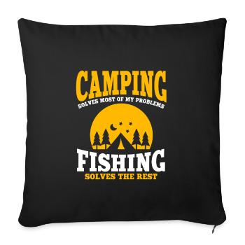 Amusement camping et pêche - Housse de coussin décorative 45 x 45 cm - noir - Devant