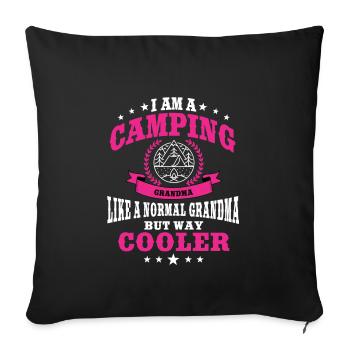 Lustige Camping Oma - Sofakissenbezug 45 x 45 cm - Schwarz - Vorne