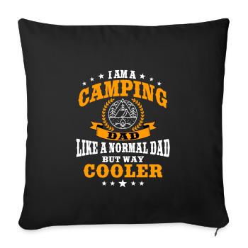 Fun camping papa pour hommes - Housse de coussin décorative 45 x 45 cm - noir - Devant