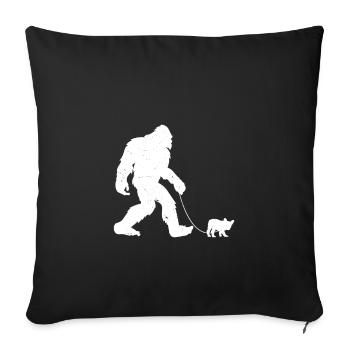 Bigfoot and French Bulldog Gassi - Sofa pillowcase 17,3'' x 17,3'' (45 x 45 cm) - black - Front