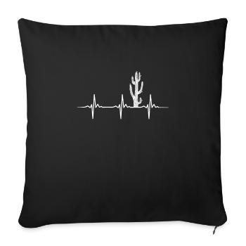 Saguaro Kaktus Herzschlag - Sofakissenbezug 45 x 45 cm - Schwarz - Vorne