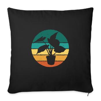 Retro houseplant - Sofa pillowcase 17,3'' x 17,3'' (45 x 45 cm) - black - Front