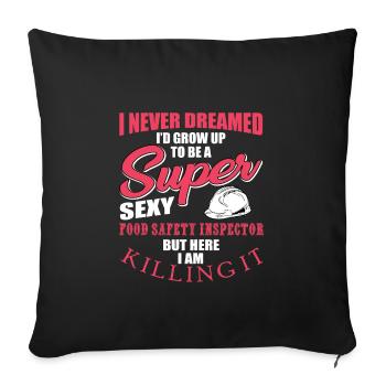 Inspecteur de la salubrité des aliments - Housse de coussin décorative 45 x 45 cm - noir - Devant