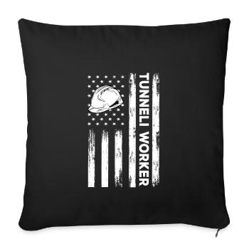 USA Flag Tunnel Workers America - Sofa pillowcase 17,3'' x 17,3'' (45 x 45 cm) - black - Front
