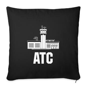 Super équipement de contrôle de la circulation aérienne Centre de contrôle de la circulation aérienne - Housse de coussin décorative 45 x 45 cm - noir - Devant