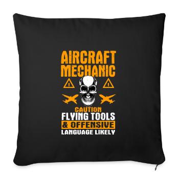 Flugzeugmechaniker Geschenk - Sofakissenbezug 45 x 45 cm - Schwarz - Vorne