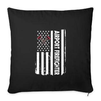 Brigade des pompiers de l’aéroport USA Flag - Housse de coussin décorative 45 x 45 cm - noir - Devant