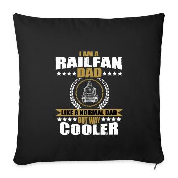 Funny Railfan Papa Locomotive Railway Trains - Sofa pillowcase 17,3'' x 17,3'' (45 x 45 cm) - black - Front