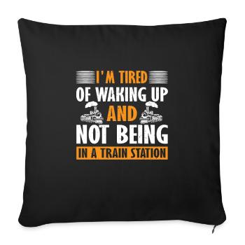 Funny Train Station Lover Outfit - Sofa pillowcase 17,3'' x 17,3'' (45 x 45 cm) - black - Front