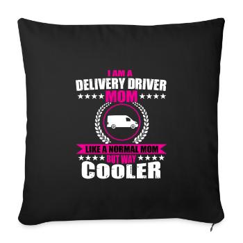 Drôle de chauffeur-livreur Fête des mères - Housse de coussin décorative 45 x 45 cm - noir - Devant