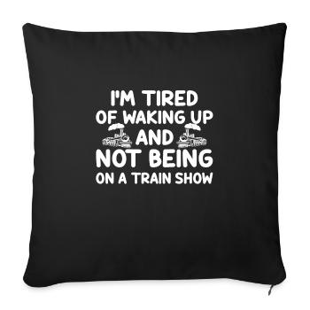 Drôle d’amateur de train amateur de modélisme ferroviaire - Housse de coussin décorative 45 x 45 cm - noir - Devant