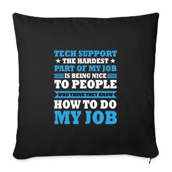 Costume de blague de support technique drôle - Housse de coussin décorative 45 x 45 cm - noir - Devant