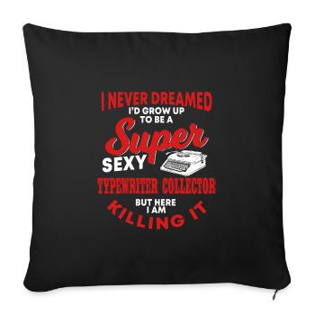 Collecteur de machines à écrire - Housse de coussin décorative 45 x 45 cm - noir - Devant