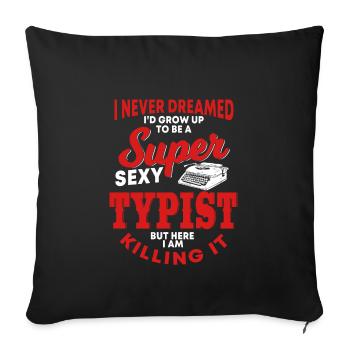 Collecteur de machines à écrire - Housse de coussin décorative 45 x 45 cm - noir - Devant