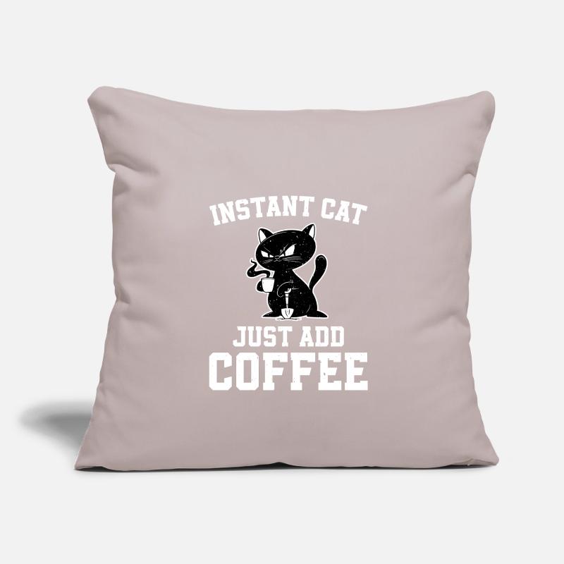 Chat instantané Il suffit d’ajouter du café Housse de coussin décorative 45 x 45 cm