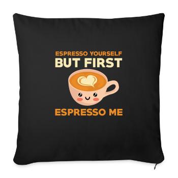 Lustiges Espresso Liebhaber Kostüm - Sofakissenbezug 45 x 45 cm - Schwarz - Vorne