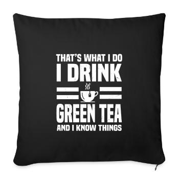 Funny Green Tea Gift - Sofa pillowcase 17,3'' x 17,3'' (45 x 45 cm) - black - Front