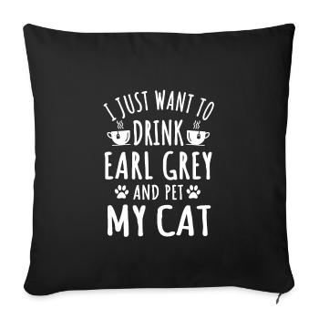 Drôle de thé Earl Grey et amoureux des chats - Housse de coussin décorative 45 x 45 cm - noir - Devant