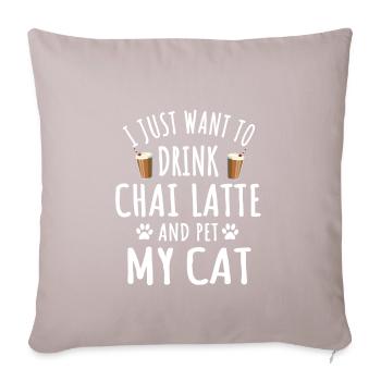 Drôle de chai latte et propriétaire de chat - Housse de coussin décorative 45 x 45 cm - taupe clair - Devant