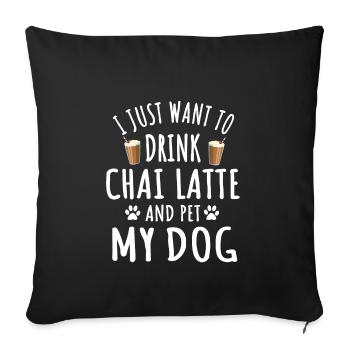 Drôle de Chai Latte et propriétaire de chien - Housse de coussin décorative 45 x 45 cm - noir - Devant
