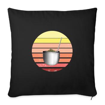 Retro Bombilla Und Gourd Yerba Mate Tee - Sofakissenbezug 45 x 45 cm - Schwarz - Vorne