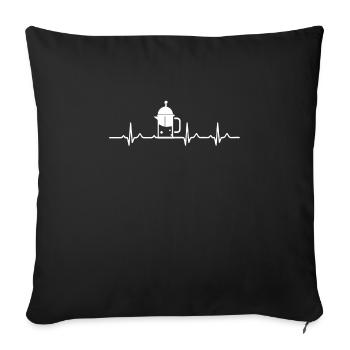French coffee press heartbeat - Sofa pillowcase 17,3'' x 17,3'' (45 x 45 cm) - black - Front