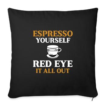 Drôle d’amateur d’espresso aux yeux rouges - Housse de coussin décorative 45 x 45 cm - noir - Devant