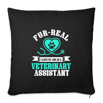 Veterinarian assistant saying - Sofa pillowcase 17,3'' x 17,3'' (45 x 45 cm) - black - Front