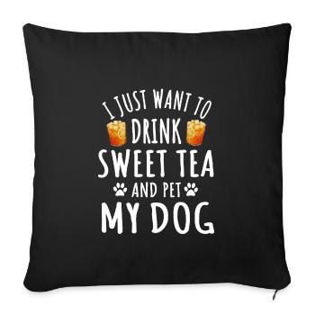 Thé sucré et chiens - Housse de coussin décorative 45 x 45 cm - noir - Devant