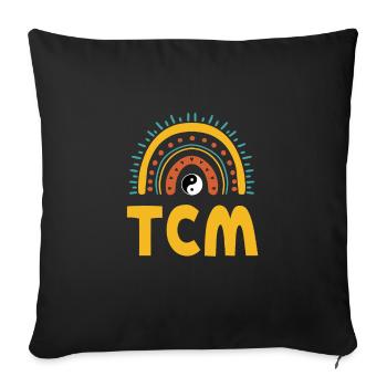 Cute Tcm Boho Rainbow with Yin Yang - Sofa pillowcase 17,3'' x 17,3'' (45 x 45 cm) - black - Front