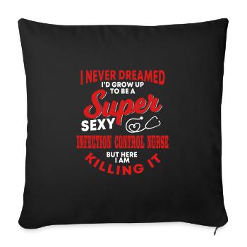 Drôle d’infirmière hygiéniste - Housse de coussin décorative 45 x 45 cm - noir - Devant