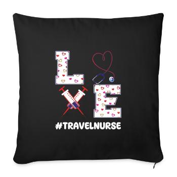 Tenue de soins de travail temporaire Saint-Valentin - Housse de coussin décorative 45 x 45 cm - noir - Devant