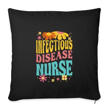Infirmière Infectiologie Fleurs Design - Housse de coussin décorative 45 x 45 cm - noir - Devant