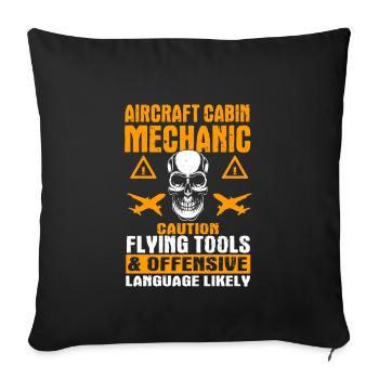 Drôle de mécanicien de cabine d’avion - Housse de coussin décorative 45 x 45 cm - noir - Devant
