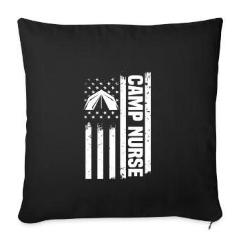 Camp Nurse USA Flag Amérique - Housse de coussin décorative 45 x 45 cm - noir - Devant