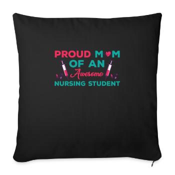 Proud design of nursing student mom - Sofa pillowcase 17,3'' x 17,3'' (45 x 45 cm) - black - Front