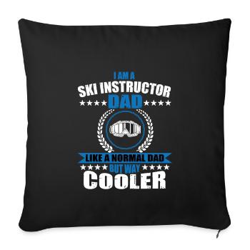 Moniteur de ski Papa Tenue Fête des Pères - Housse de coussin décorative 45 x 45 cm - noir - Devant