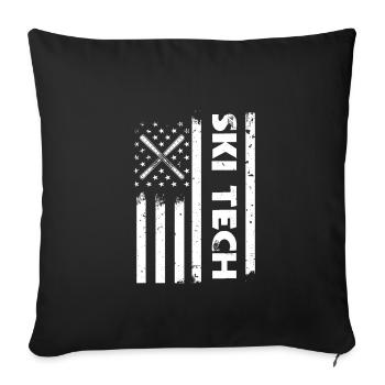 Usa Flag Ski Tech Apparel America - Sofa pillowcase 17,3'' x 17,3'' (45 x 45 cm) - black - Front