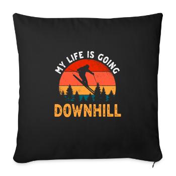 My Life Goes Downhill - Ski - Sofa pillowcase 17,3'' x 17,3'' (45 x 45 cm) - black - Front