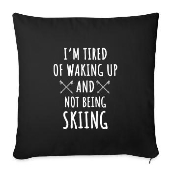 Funny ski saying - Sofa pillowcase 17,3'' x 17,3'' (45 x 45 cm) - black - Front