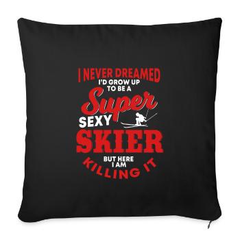 Funny Skiers Gift Idea - Sofa pillowcase 17,3'' x 17,3'' (45 x 45 cm) - black - Front