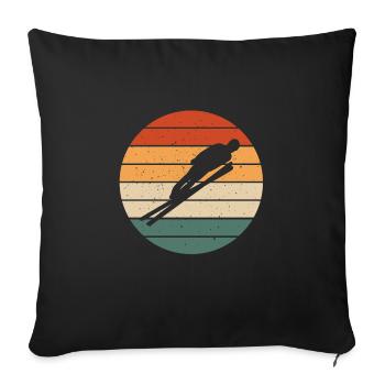 Retro Ski Jumper Outfit Ski Jumping - Sofa pillowcase 17,3'' x 17,3'' (45 x 45 cm) - black - Front