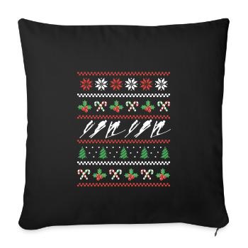Conception de sauteur à ski de Noël moche - Housse de coussin décorative 45 x 45 cm - noir - Devant