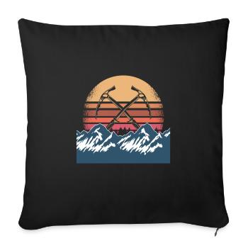 Design rétro de l’escalade sur glace - Housse de coussin décorative 45 x 45 cm - noir - Devant