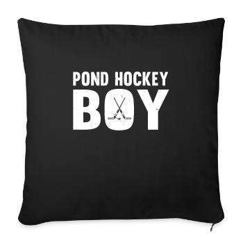 Garçon de hockey sur étang - Housse de coussin décorative 45 x 45 cm - noir - Devant